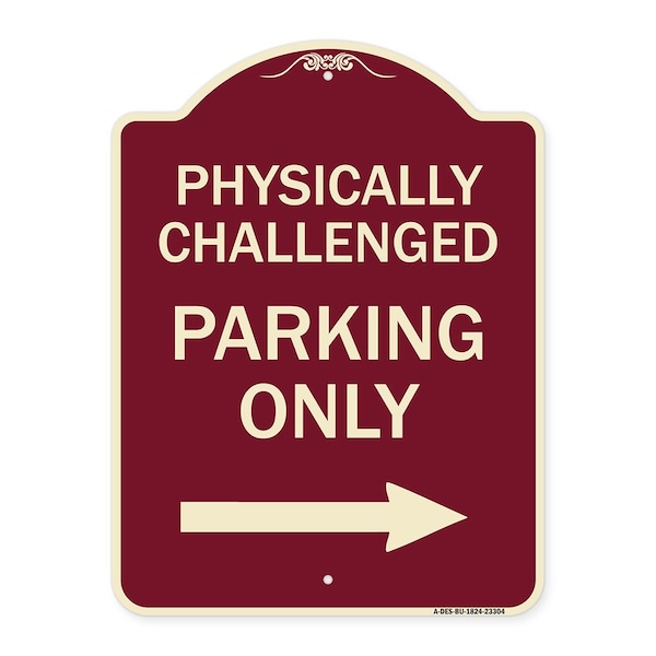 Physically Challenged Parking W/ Left Arrow Heavy-Gauge Aluminum Sign, 24" x 18", BU-1824-23304